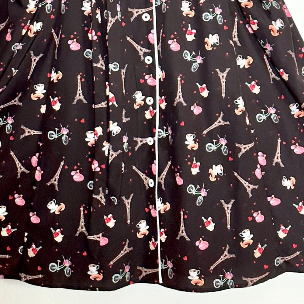Ooh La La très adorable Paris print Dress ~ pockets ~ retro vintage - Picture 7 of 9